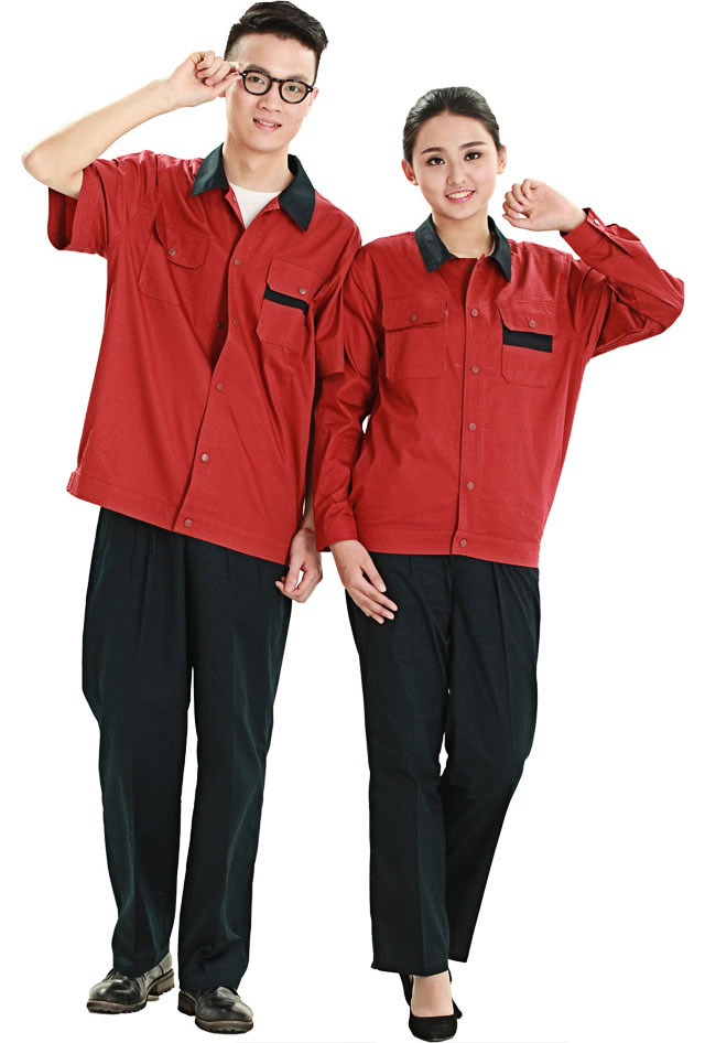 HR-823款純棉拼色短袖工作服款式圖片大全 HR-823款純棉拼色短袖工作服定制款式